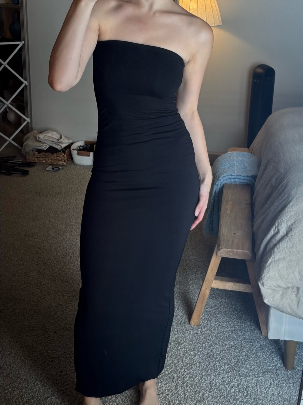Oh Polly Black Strapless Bodycon Maxi Dress
